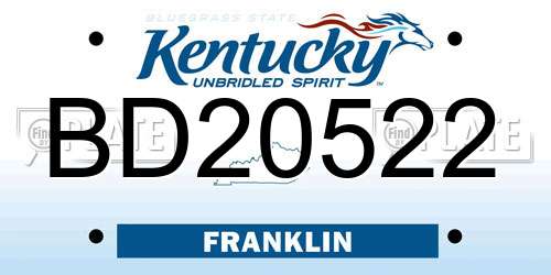 BD20522 Kentucky License Plate