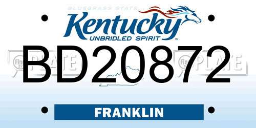 BD20872 Kentucky License Plate