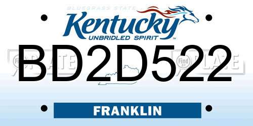 BD2D522 Kentucky License Plate