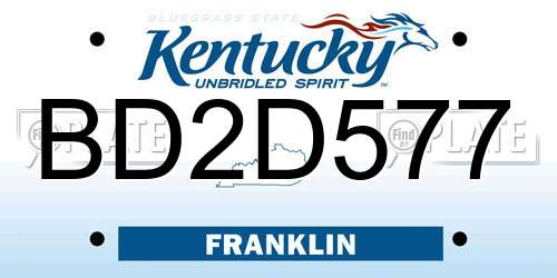 BD2D577 Kentucky License Plate