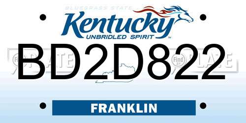 BD2D822 Kentucky License Plate