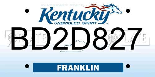 BD2D827 Kentucky License Plate