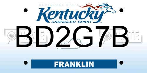 BD2G7B Kentucky License Plate