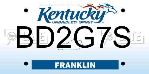 BD2G7S Kentucky License Plate