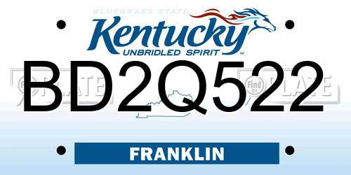 BD2Q522 Kentucky License Plate