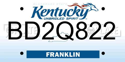 BD2Q822 Kentucky License Plate