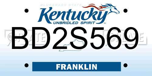 BD2S569 Kentucky License Plate