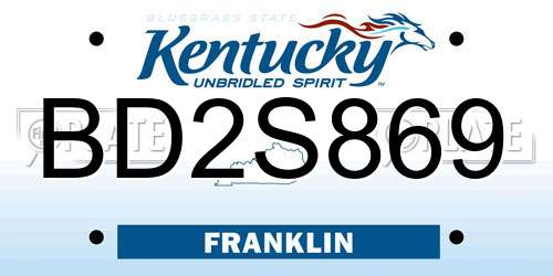 BD2S869 Kentucky License Plate