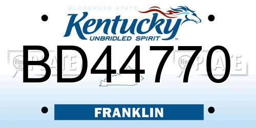BD44770 Kentucky License Plate