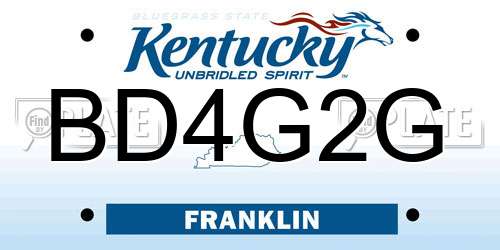 BD4G2G Kentucky License Plate
