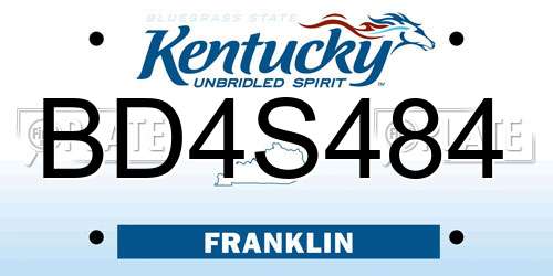 BD4S484 Kentucky License Plate