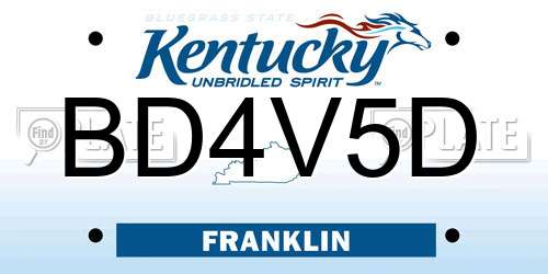 BD4V5D Kentucky License Plate