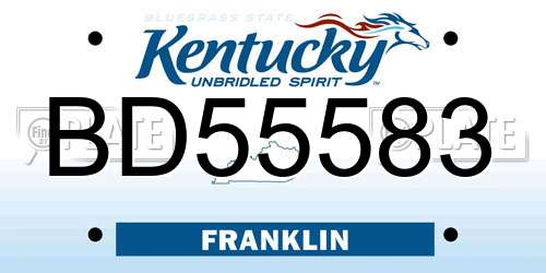 BD55583 Kentucky License Plate