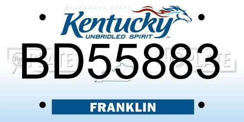 BD55883 Kentucky License Plate
