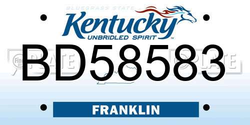 BD58583 Kentucky License Plate