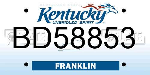 BD58853 Kentucky License Plate