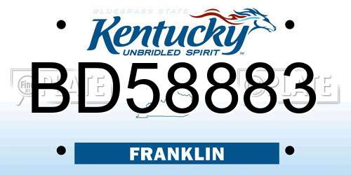 BD58883 Kentucky License Plate