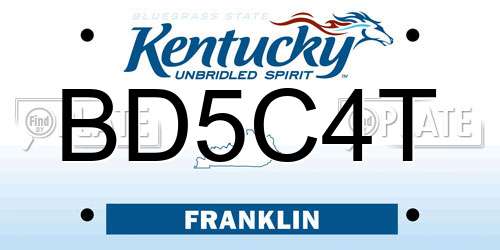 BD5C4T Kentucky License Plate