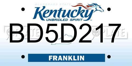 BD5D217 Kentucky License Plate
