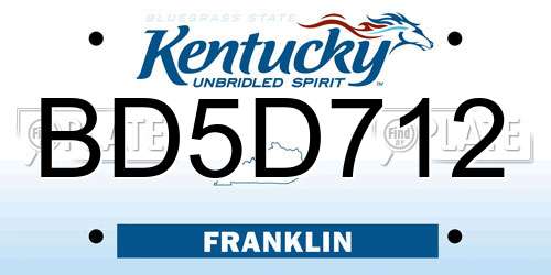 BD5D712 Kentucky License Plate