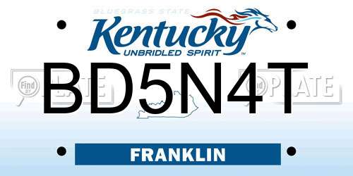 BD5N4T Kentucky License Plate