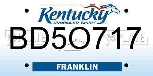 BD5O717 Kentucky License Plate