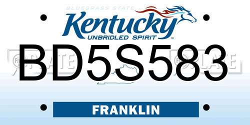 BD5S583 Kentucky License Plate