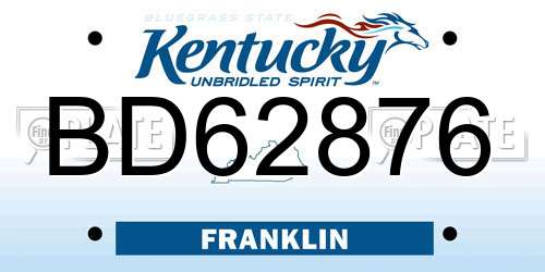 BD62876 Kentucky License Plate