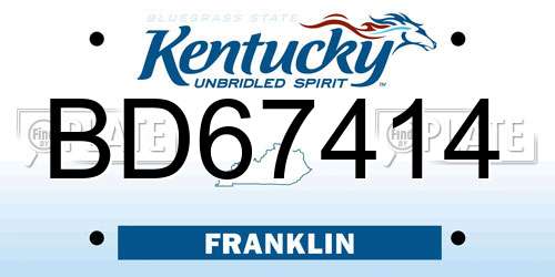 BD67414 Kentucky License Plate