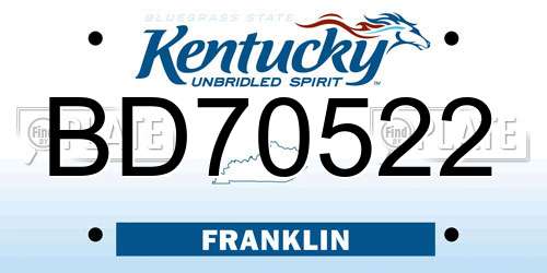 BD70522 Kentucky License Plate