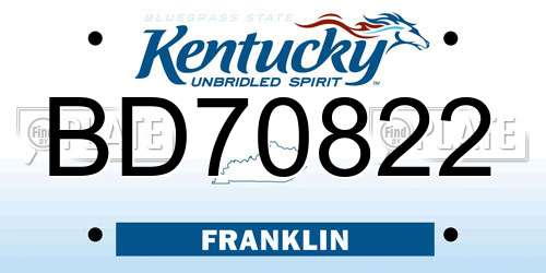 BD70822 Kentucky License Plate