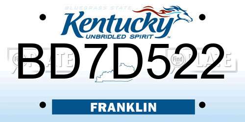 BD7D522 Kentucky License Plate