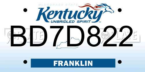 BD7D822 Kentucky License Plate