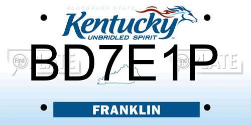 BD7E1P Kentucky License Plate