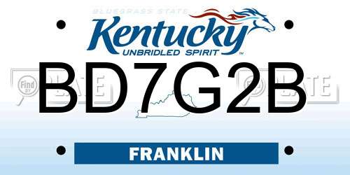 BD7G2B Kentucky License Plate
