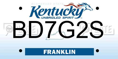 BD7G2S Kentucky License Plate