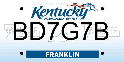 BD7G7B Kentucky License Plate