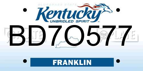 BD7O577 Kentucky License Plate