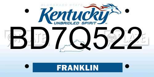 BD7Q522 Kentucky License Plate