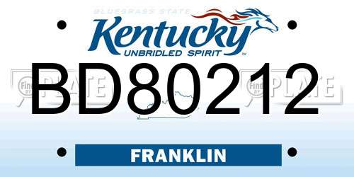 BD80212 Kentucky License Plate