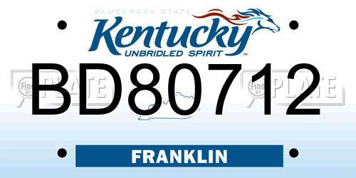 BD80712 Kentucky License Plate