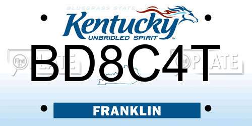 BD8C4T Kentucky License Plate