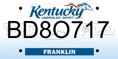 BD8O717 Kentucky License Plate
