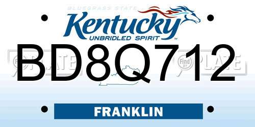 BD8Q712 Kentucky License Plate