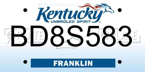BD8S583 Kentucky License Plate