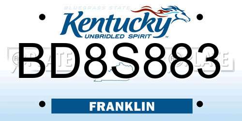 BD8S883 Kentucky License Plate