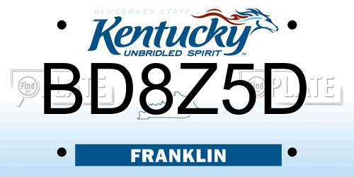 BD8Z5D Kentucky License Plate