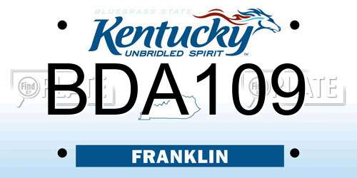 BDA109 Kentucky License Plate