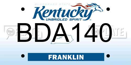 BDA140 Kentucky License Plate