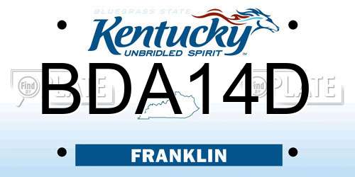 BDA14D Kentucky License Plate